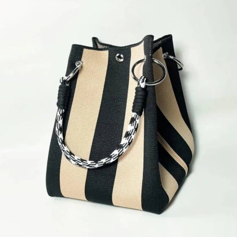 NARWEY INC - Knit Tote Women Striped Crochet Bucket Handbag Purse Shoulde
