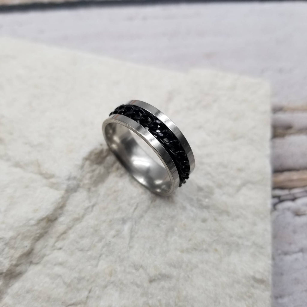Treasure Wholesale - Rotating Chain Bottle Opener Anxiety Spinner Rings