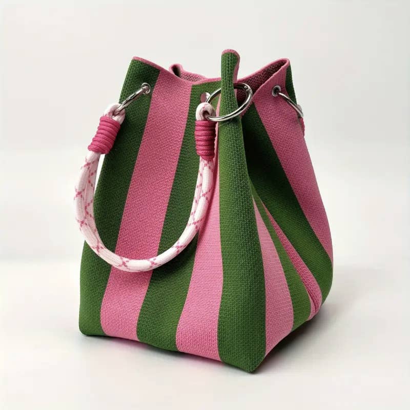 NARWEY INC - Knit Tote Women Striped Crochet Bucket Handbag Purse Shoulde