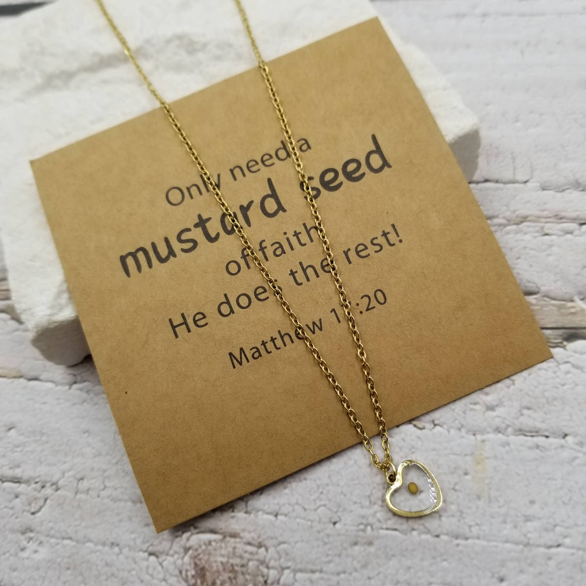 Treasure Wholesale - Mustard Seed Heart Faith Necklace With Card