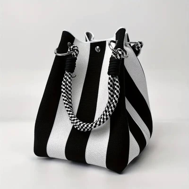 NARWEY INC - Knit Tote Women Striped Crochet Bucket Handbag Purse Shoulde