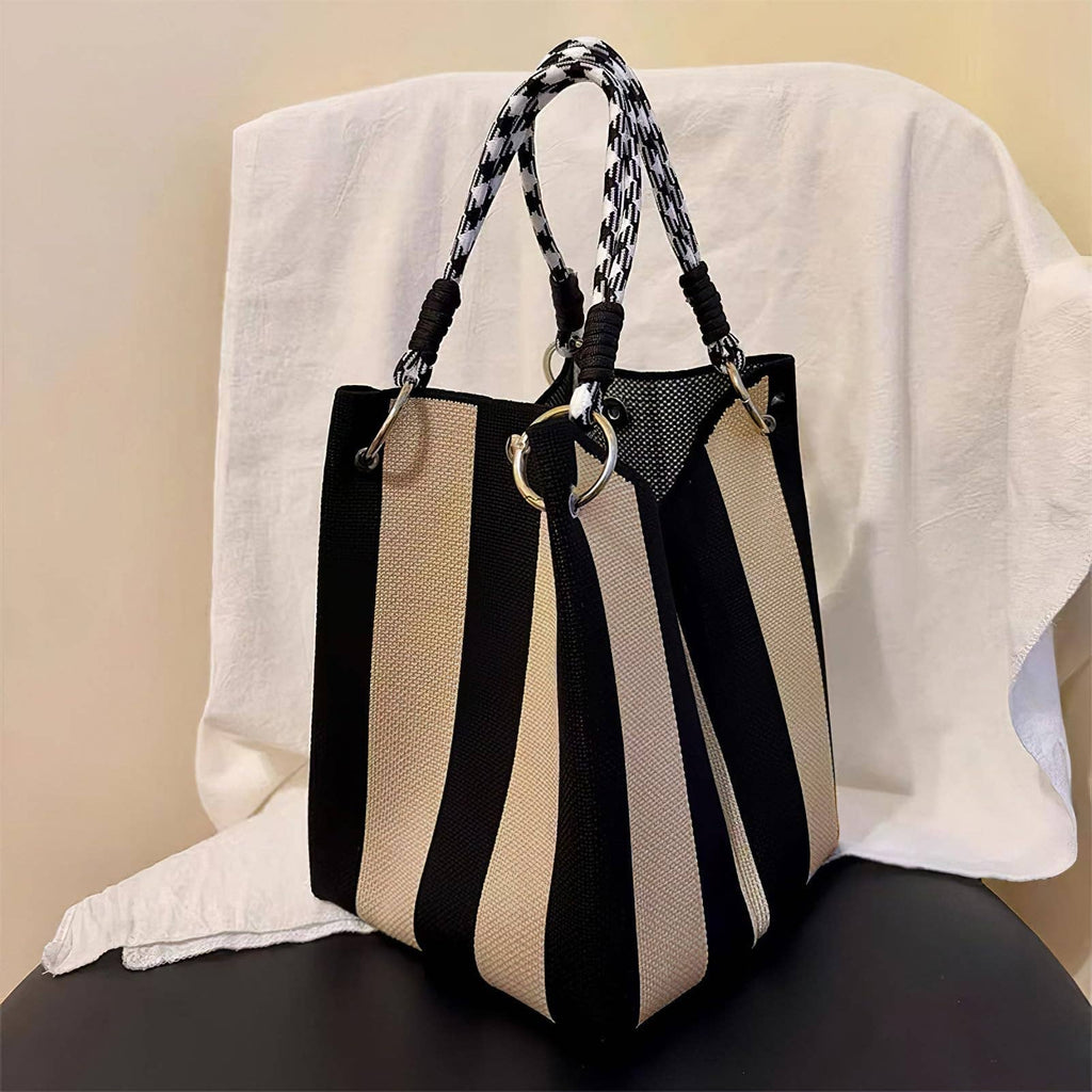 NARWEY INC - Knit Tote Women Striped Crochet Bucket Handbag Purse Shoulde