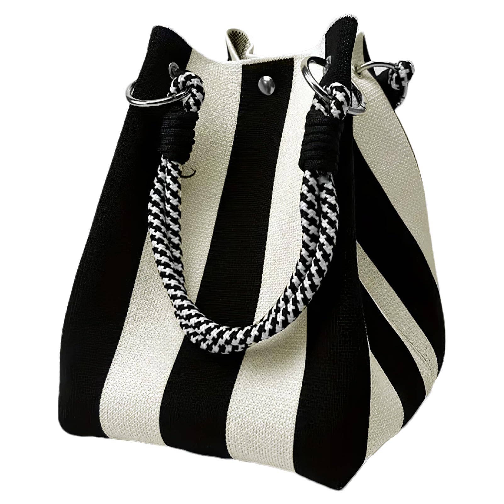 NARWEY INC - Knit Tote Women Striped Crochet Bucket Handbag Purse Shoulde