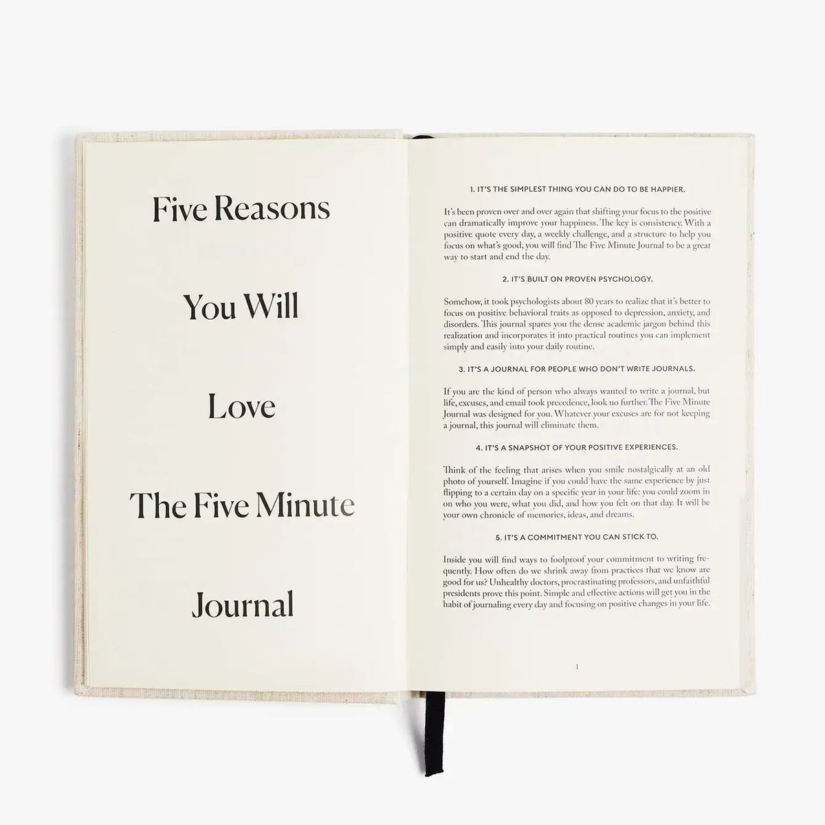 Intelligent Change - The Five Minute Journal Black - Daily Guided Gratitude