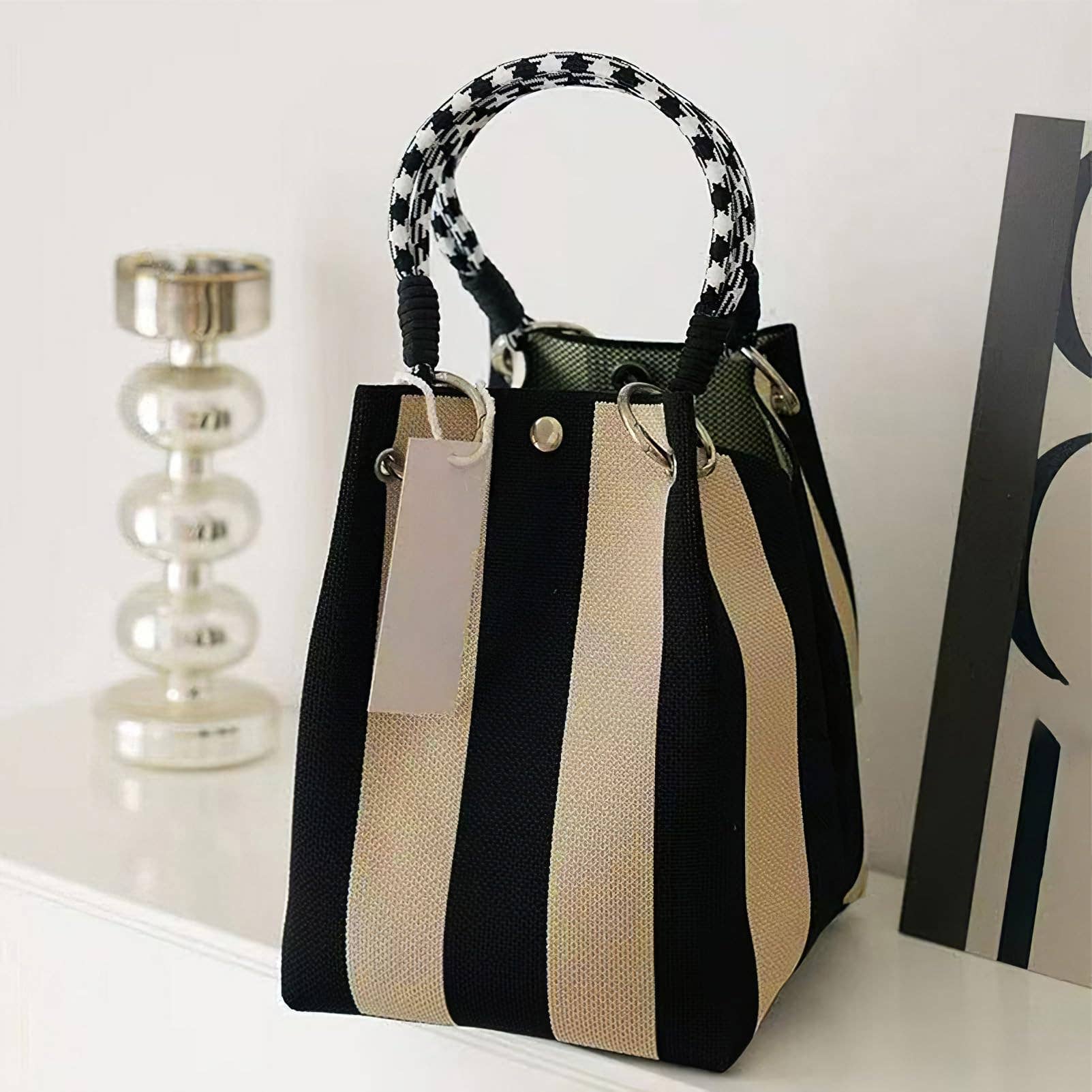 NARWEY INC - Knit Tote Women Striped Crochet Bucket Handbag Purse Shoulde