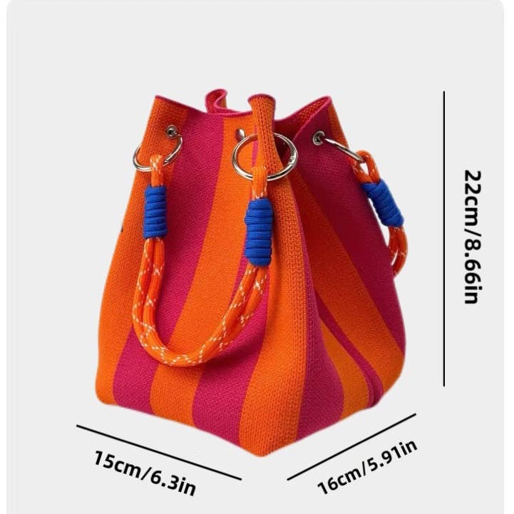 NARWEY INC - Knit Tote Women Striped Crochet Bucket Handbag Purse Shoulde