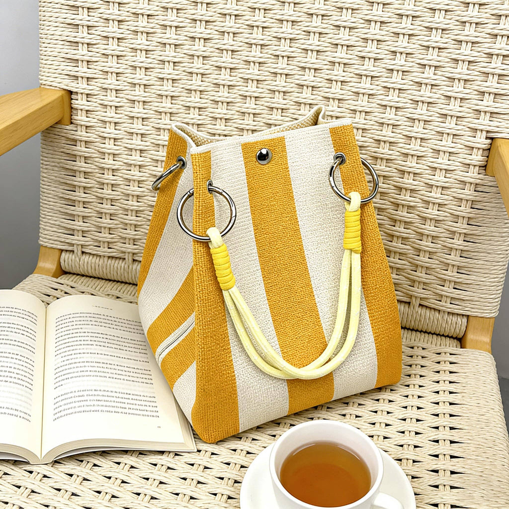 NARWEY INC - Knit Tote Women Striped Crochet Bucket Handbag Purse Shoulde