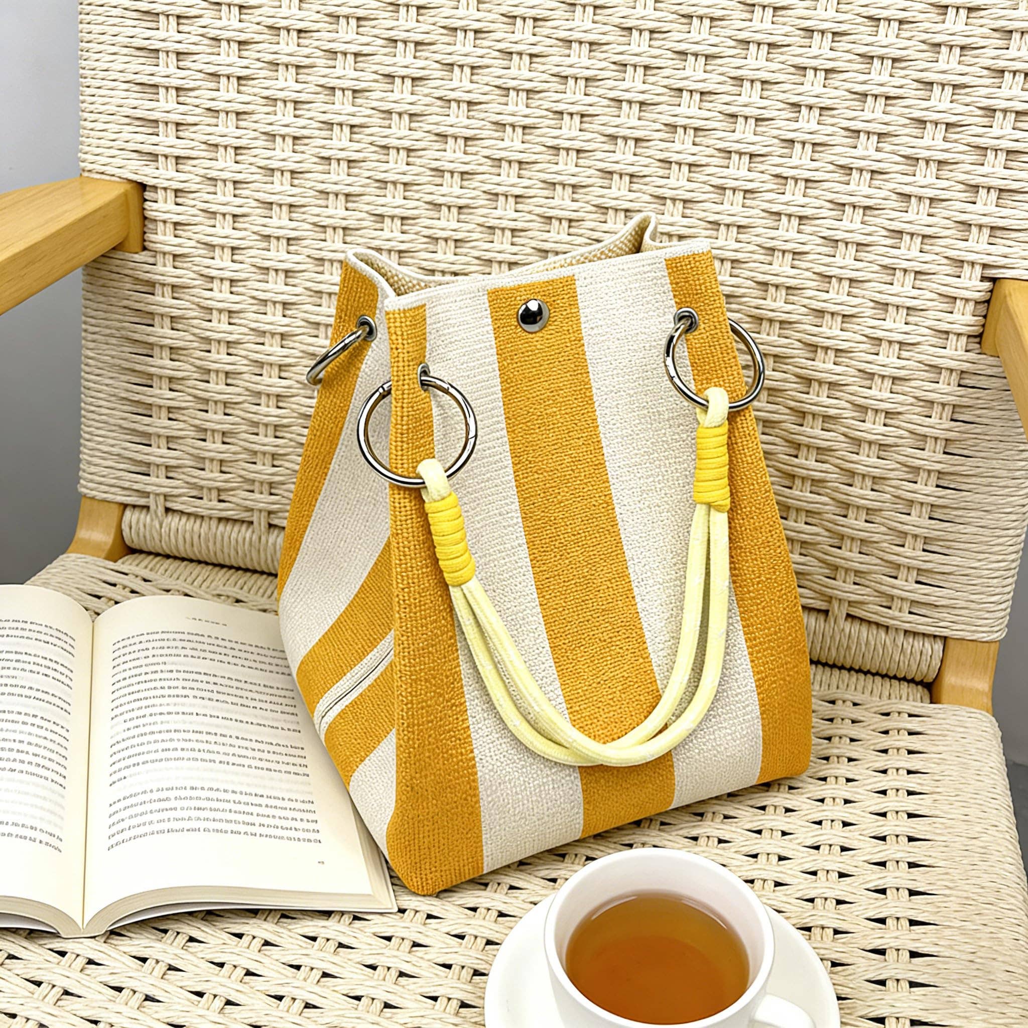 NARWEY INC - Knit Tote Women Striped Crochet Bucket Handbag Purse Shoulde