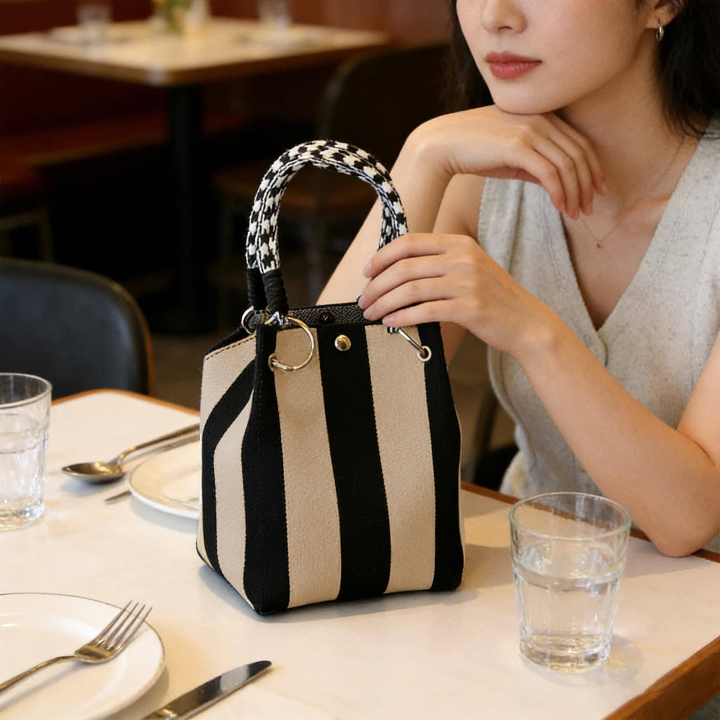 NARWEY INC - Knit Tote Women Striped Crochet Bucket Handbag Purse Shoulde