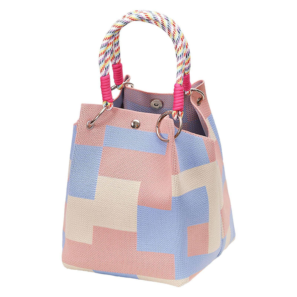 NARWEY INC - Knit Tote Women Striped Crochet Bucket Handbag Purse Shoulde