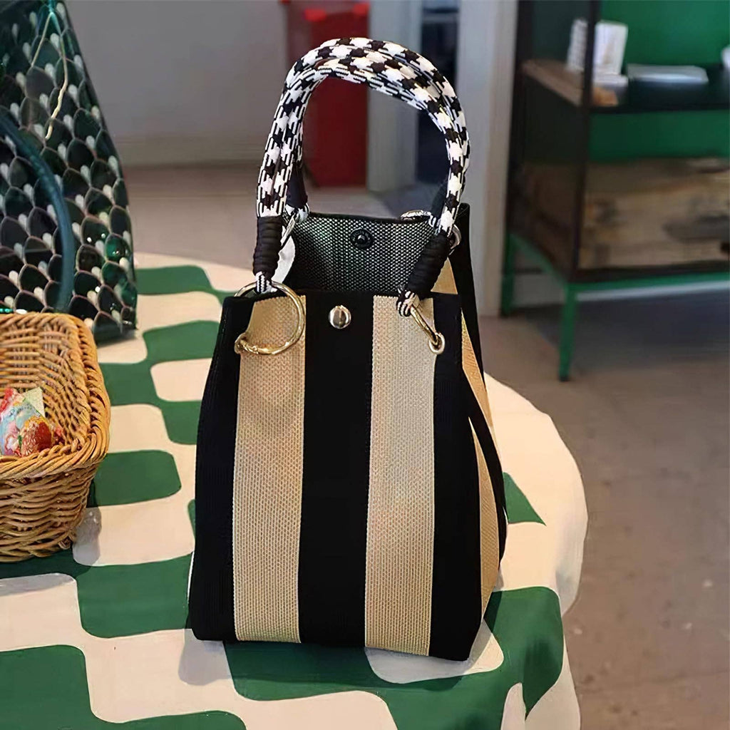 NARWEY INC - Knit Tote Women Striped Crochet Bucket Handbag Purse Shoulde
