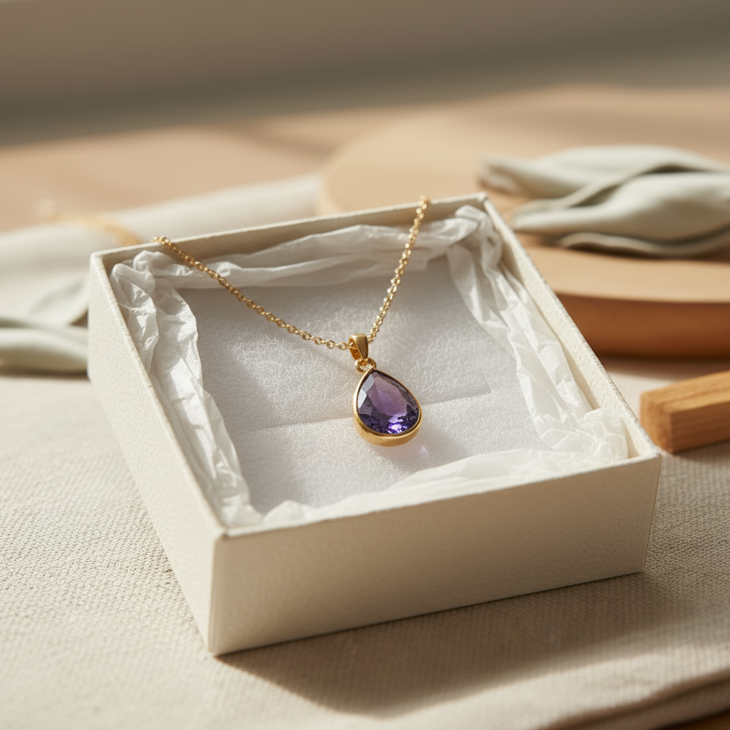 Amethyst Necklace Gift Box