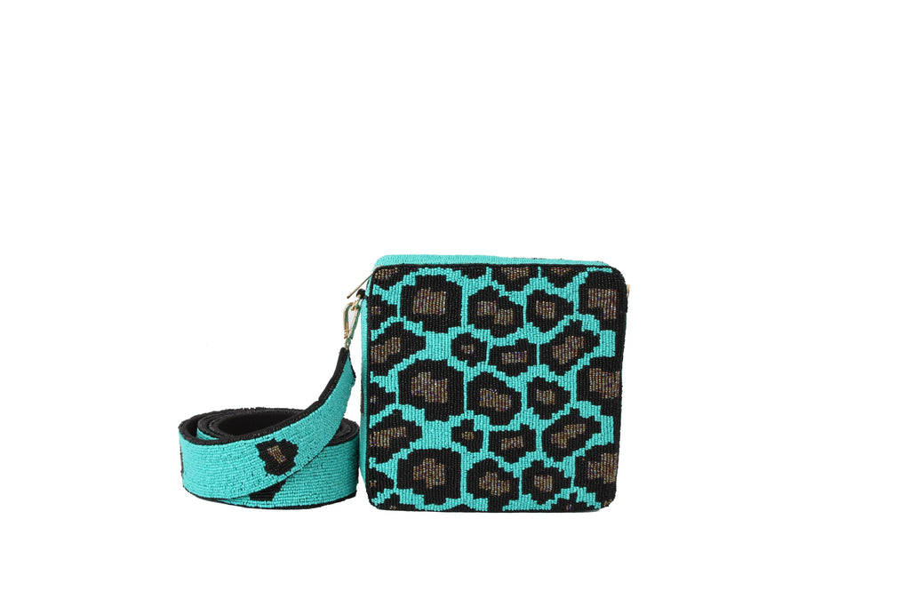 Handcraft Treasures - Ladies Fully Beaded Cross Body Handbag Animal Print Bag