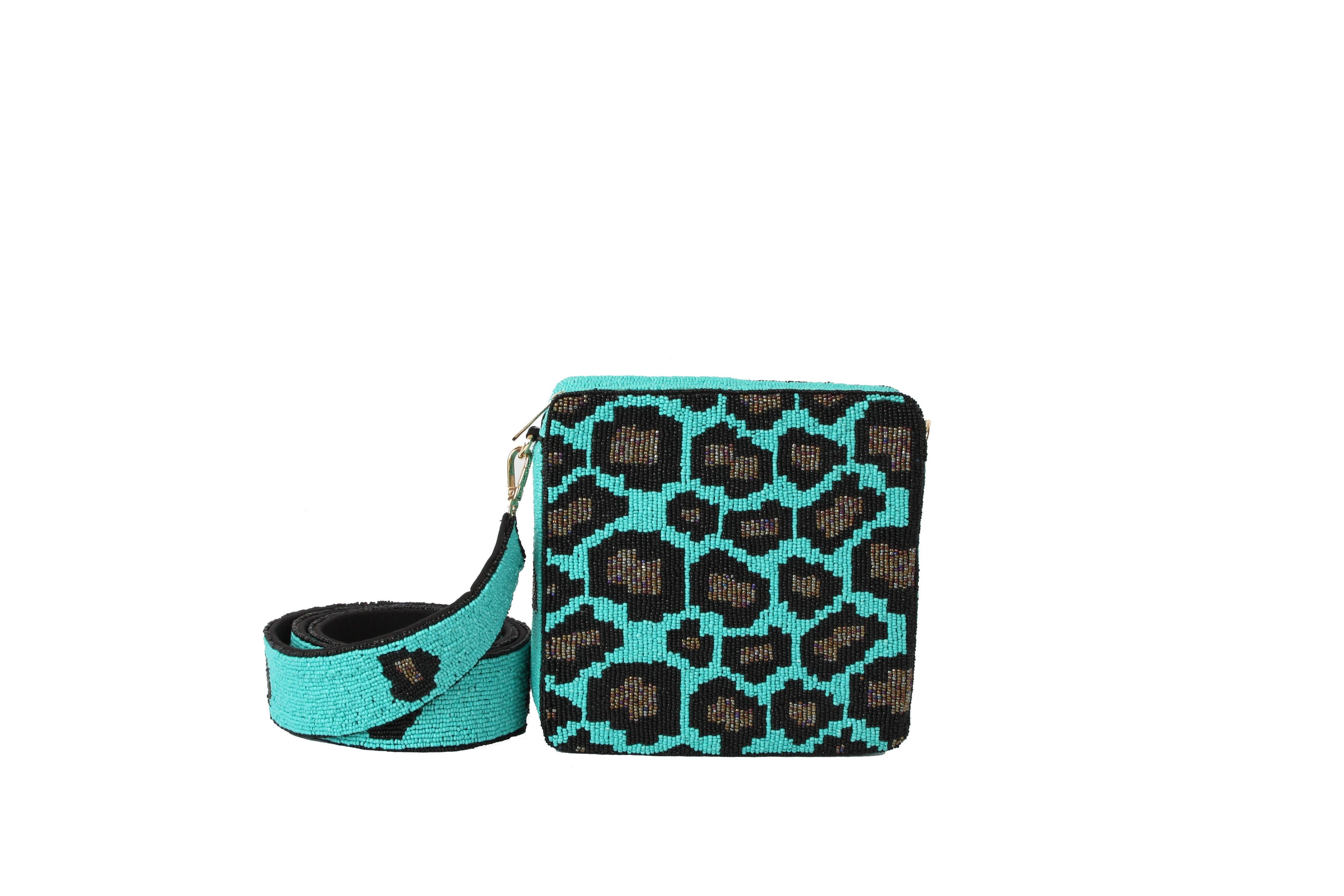Handcraft Treasures - Ladies Fully Beaded Cross Body Handbag Animal Print Bag