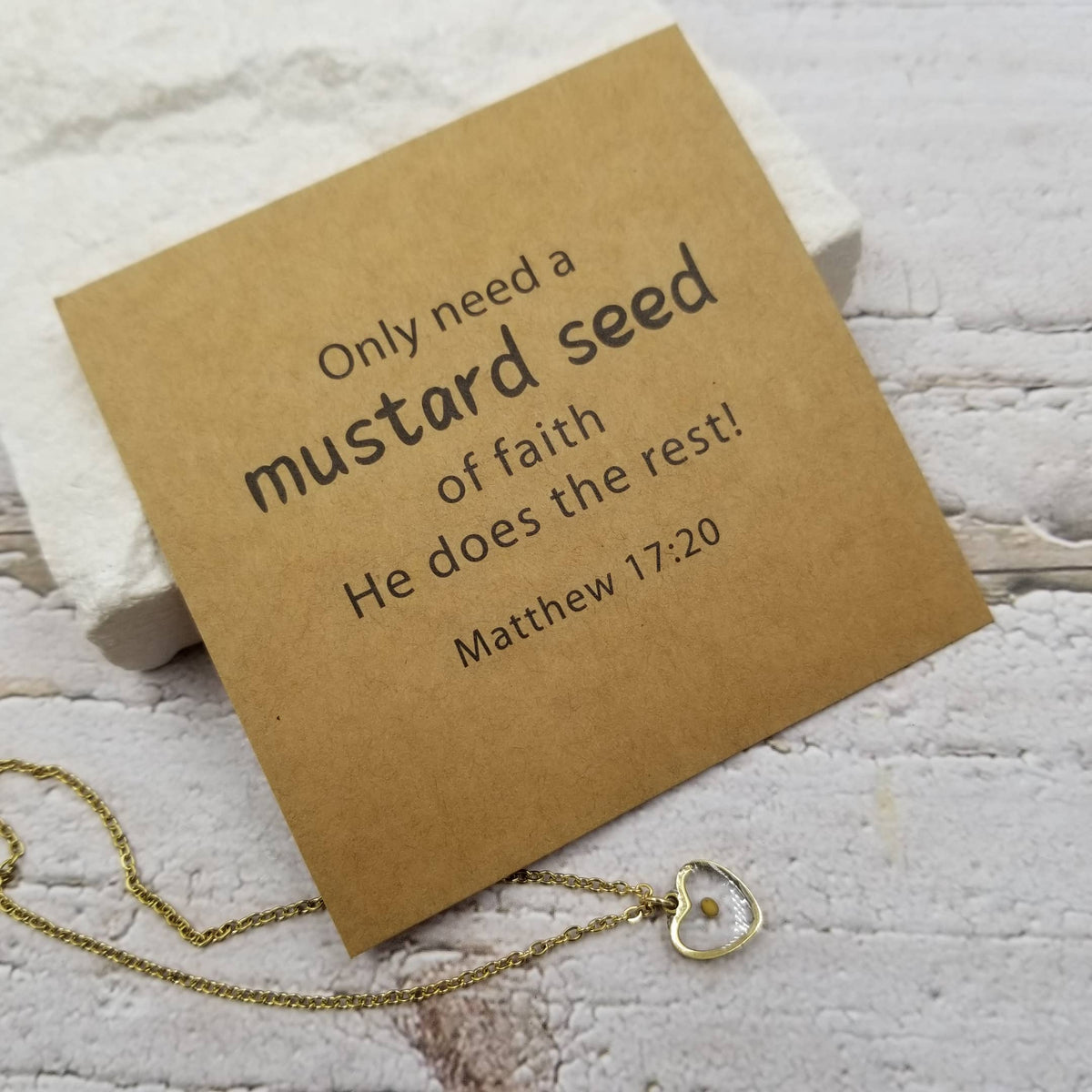 Treasure Wholesale - Mustard Seed Heart Faith Necklace With Card