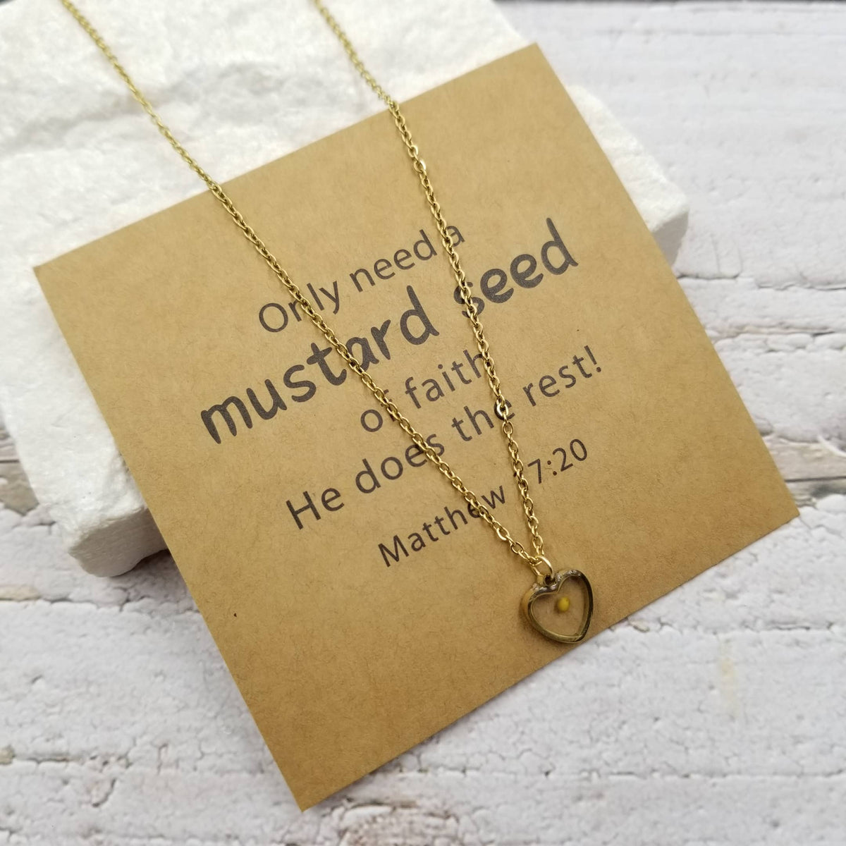 Treasure Wholesale - Mustard Seed Heart Faith Necklace With Card